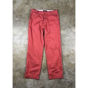 J. Crew Men’s Chino‎ Pants 33x32.5 Red Cotton Straight Leg Casual Trousers